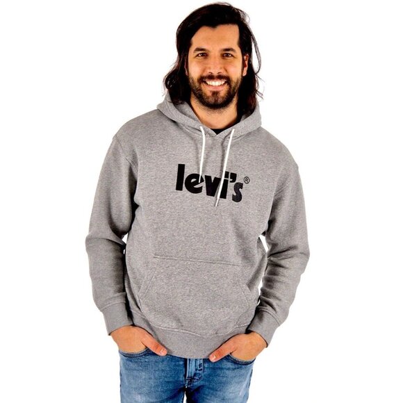 Levi's Hoodie Men’s Pullover Sweatshirt Jumper Simple Clean Gray Size XL New - Picture 1 of 10